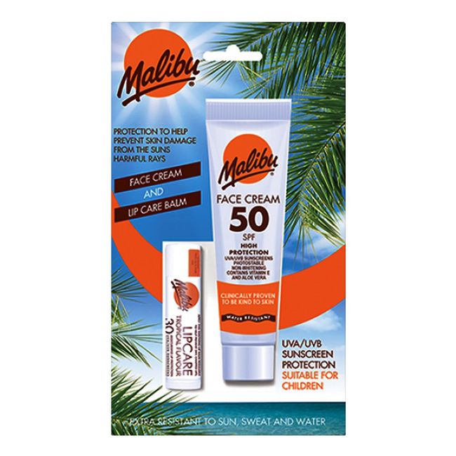 Malibu Güneş Koruyucu Yüz Losyonu SPF50 + Dudak Koruyucu & Nemlendirici SPF30