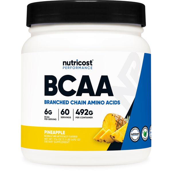 Nutricost BCAA Powder (Pineapple, 60 Servings) - Optimal 2:1:1 Ratio