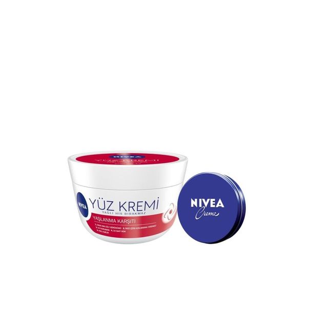 NIVEA Yaşlanma Karşıtı Yüz Kremi, , 24 Saat Nemlendirici Yüz Kremi, UV Koruması 100 ml ve NIVEA Creme 30ml, Bakım Yapan Koruma, Tüm Ciltler için Nemlendirici Krem