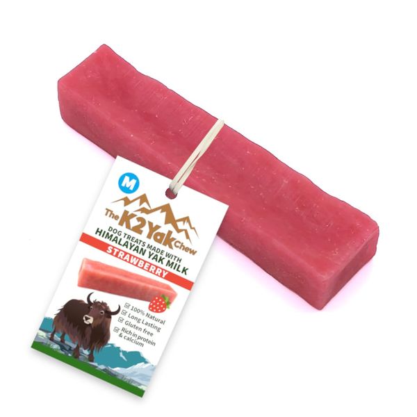 the K2 Yak chew Dog Treats Strawberry Flavour 100% Natural and Long Lasting (M (Pack of 2))