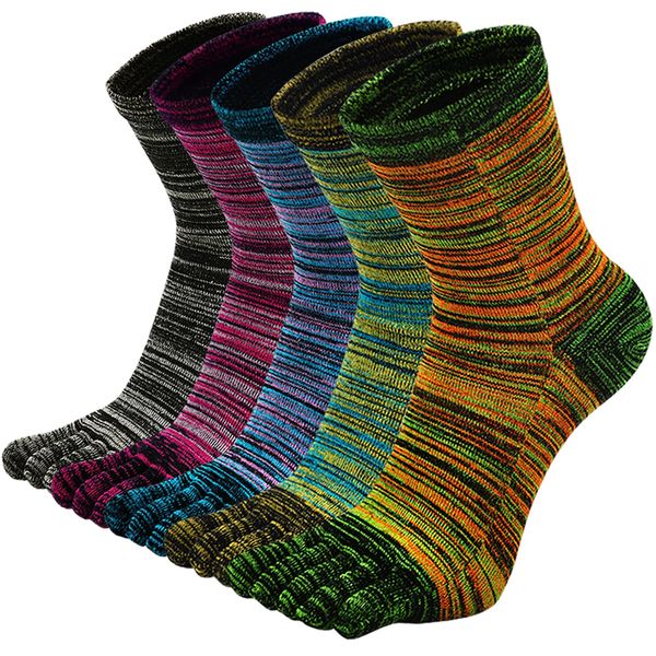 Artfasion Men's Toe Socks Cotton Fun Casual Athletic Running Ankle Five Finger Crew Socks 5 Pair 6-9