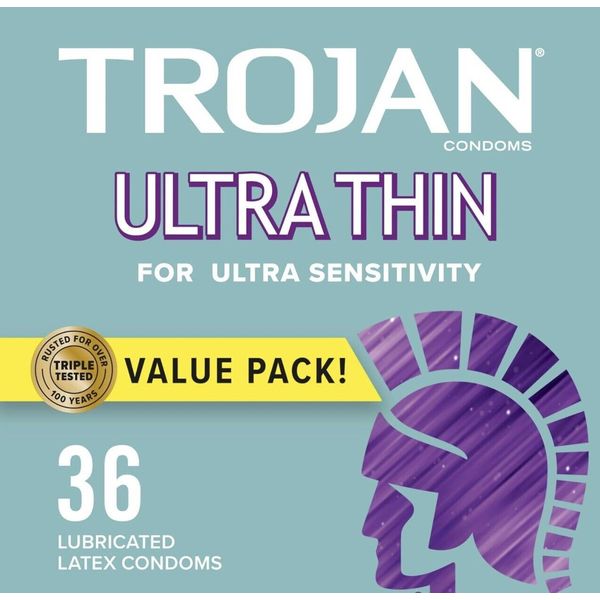 TROJAN Ultra Thin Lubricated Condom For Max Pleasure And Sensitivity 36 PC Value