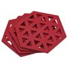 sourcing map Felt Coasters, 4pcs Hexagonal Pad Coaster for Drink Cup Pot Bowl Vase, Red