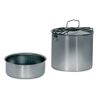 Beaver Brand Stainless steel tea towel holder Ø 12 cm with foot. Stainless steel lunch box Ø 12 cm with bowl, Aluminium, 12x12