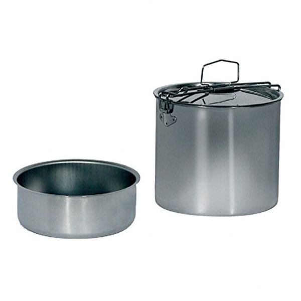 Beaver Brand Stainless steel tea towel holder Ø 12 cm with foot. Stainless steel lunch box Ø 12 cm with bowl, Aluminium, 12x12