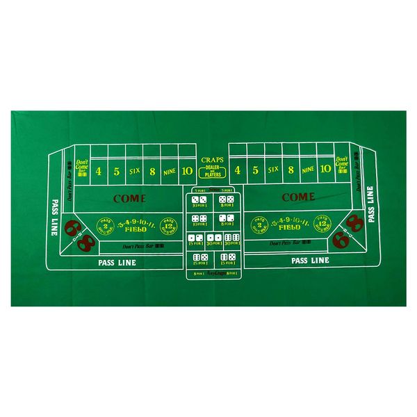 Yuanhe Craps Table Felt Layout - 36" x 72" Rectangle Las Vegas Style Green Casino Table Top Mat, Great for Poker Game Night,Theme Party, Fundraisers & Gatherings