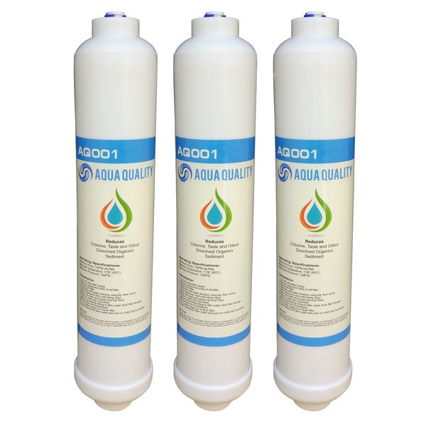 Aqua Quality Under Sink Replacement in Line Water Filters | Also Suitable as a Replacement for External Fridge Water Filters, Plumbed in Water Cooler Filters, and More. (3 Pack)