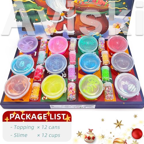 Christmas Fidget Advent Calendar 2025, Crystal Slime Holiday Surprise Gift Set, 24 Days Christmas Countdown Calendar Xmas Toys Gifts Boys Girls Toddler Party Favors Christmas Stocking Stuffers