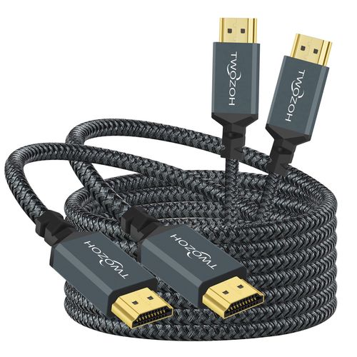 Twozoh HDMI Cable, 6.6 Feet (2 m), 2-Pack, Braided Nylon, HDMI-to-HDMI Cord, 18 Gbps, 3D, 4K at 60 Hz, 2160p, 1080p