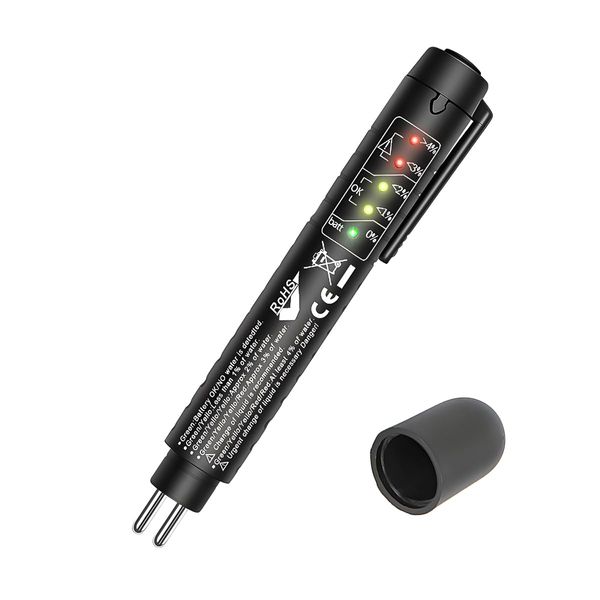 Brake Fluid Liquid Tester Pen, Auto Brake Diagnostic Testing Tool with 5 LED Indicators, Hydraulic Fluid Liquid Oil Moisture Analyzer, Car Accessories Check Engine for DOT3 DOT4 DOT 5.1 Brake Fluid