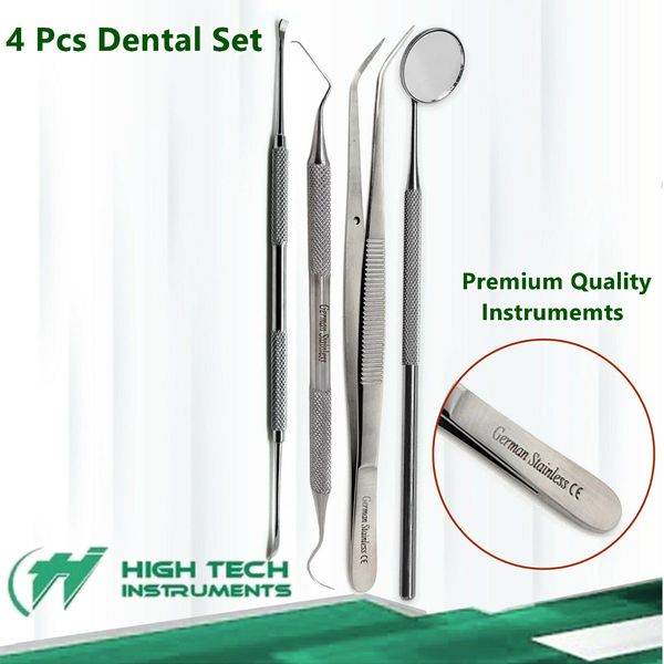 Basic Exam Setup Set Of 4 Dental Instruments Probe Mirror German Stainless CE