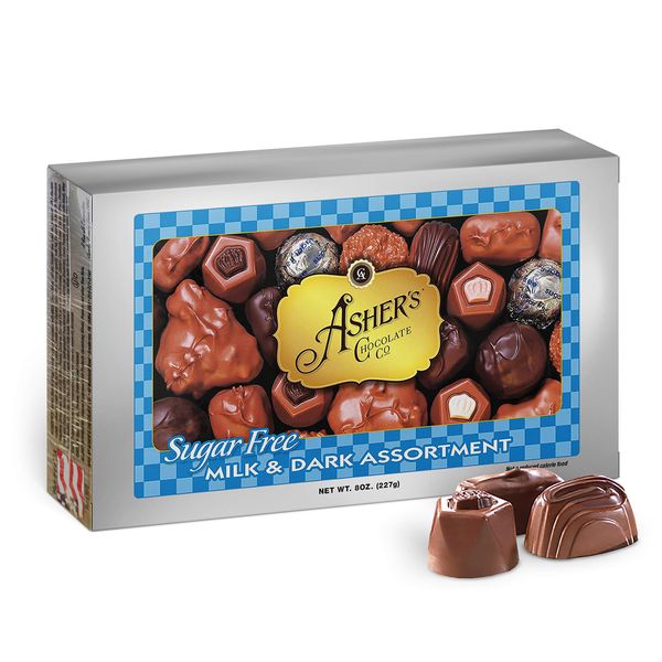 Asher's Sugar Free Chocolate Candy Assortment - Kosher, Keto, Milk & Dark Chocolates (15 pieces, 8 oz.)