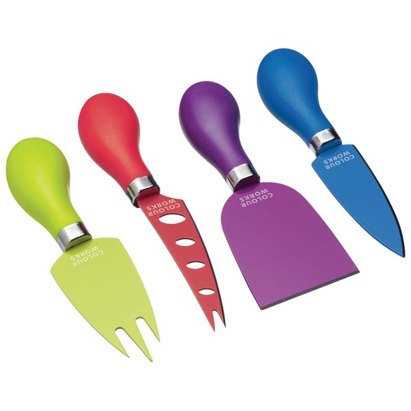 Colourworks CWCHEESESET KitchenCraft 4 Piece Cheese Knife Set, Brights