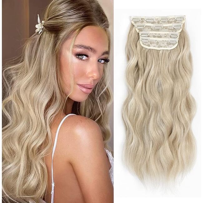 Ms Taj Clip in Extensions 4PCS 50cm Blonde Haarverlängerungen Natürliche lockige hinzufügen Volumen vollen Kopf Haar Synthetische Haarteile für Frauen