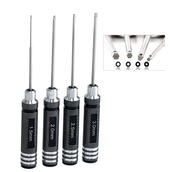 Hex Wrench Screwdriver, Titanium Nitride Precision Screwdriver Set for Drones, 4 Pieces Set (0.06 inch (1.5 mm), 0.08 inch (2.0 mm), 0.1 inch (2.5 mm), 0.1 inch (3.0 mm)..