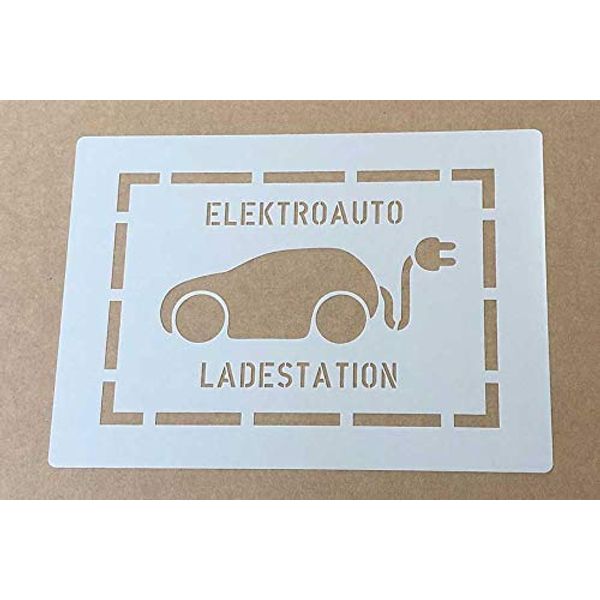 Elektroauto - Ladestation Bodenmarkierungs-Schablone mit Rahmen