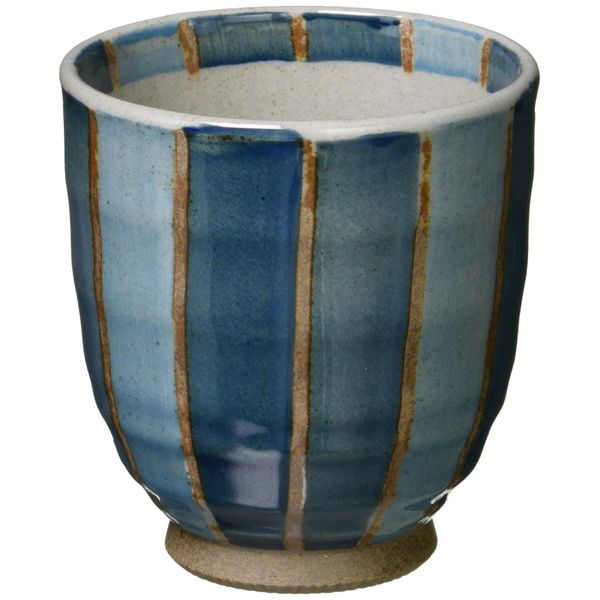 Hasamiyaki 66383 Teacup Cup, Tokusa Pattern, Striped, Blue, Made in Japan