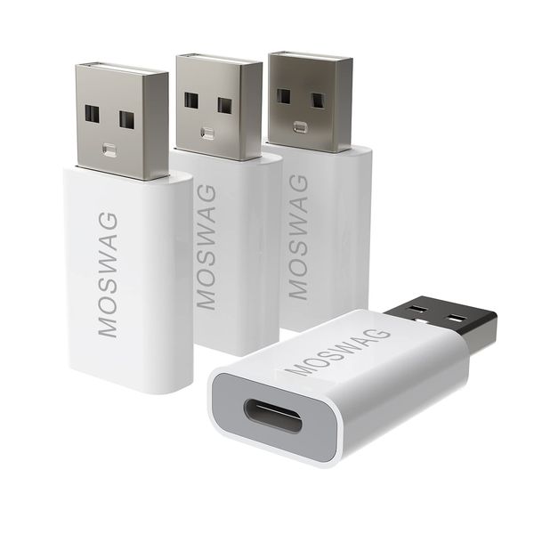 MOSWAG 4 Packs USB C auf USB Adapter USB Stecker auf USB C Buchse Adapter USB C Adapter Kompatibel mit Mag Safe Ladegerät,i Mac,Mac Book Pro,Mac Book,Laptops,PC,Computer und mehr