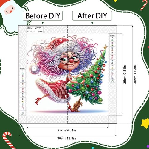 MVVMTOP Christmas Diamond Art Painting Kit, 5D DIY Christmas Tree, Special Shape Crystal Diamond Partial Diamond Art Painting Mosaic Handicraft, Wall Art Decor for Bedroom, Office, Living Room Gift
