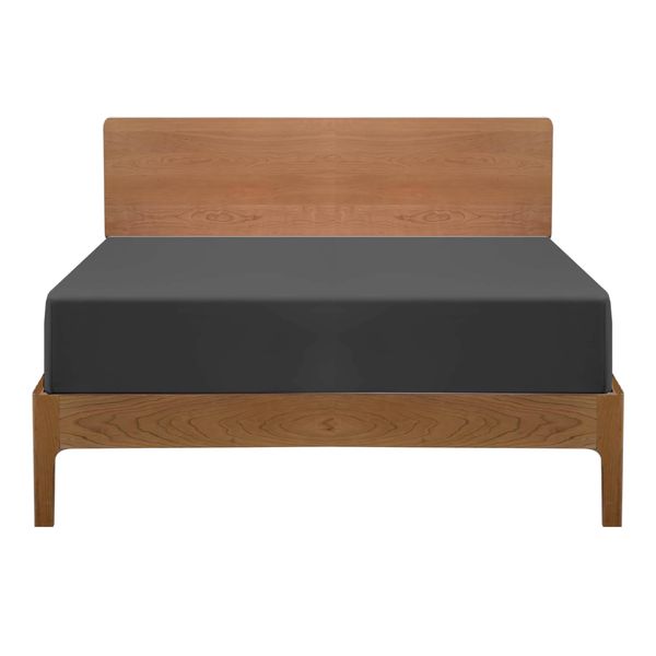 Ev Dekor Double Fitted Sheet Soft 100% Microfiber 30cm Deep Pocket Bed Sheets - Charcoal (137 x 190) Cm