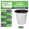 10oz White Coffee Cups and Black Flat Lids Hot Cold Drinks Disposable 400pcs