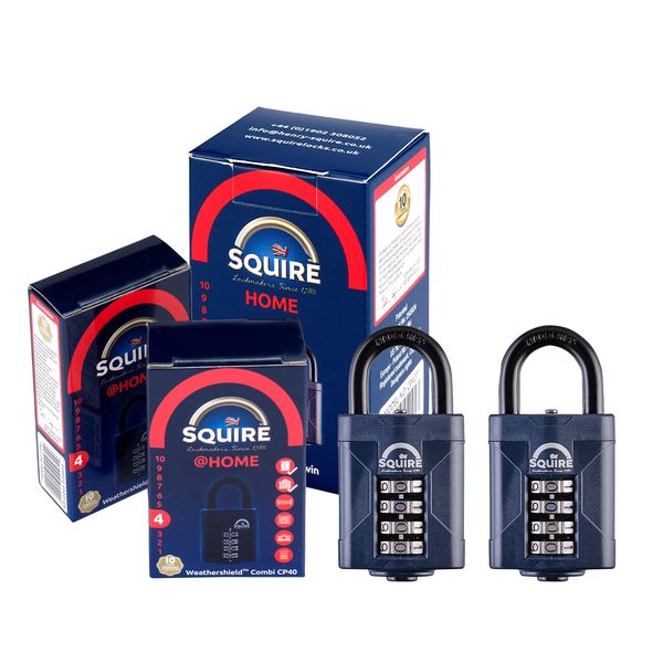 Squire Heavy Duty Padlock (CP50 - Twin-Pack) - Toughest Steel Shackle - 4 Wheel Combination Padlock - Alloy Steel for Corrosion Resistance - Weatherproof Lock for Home, School & Garage (50 mm) (2)