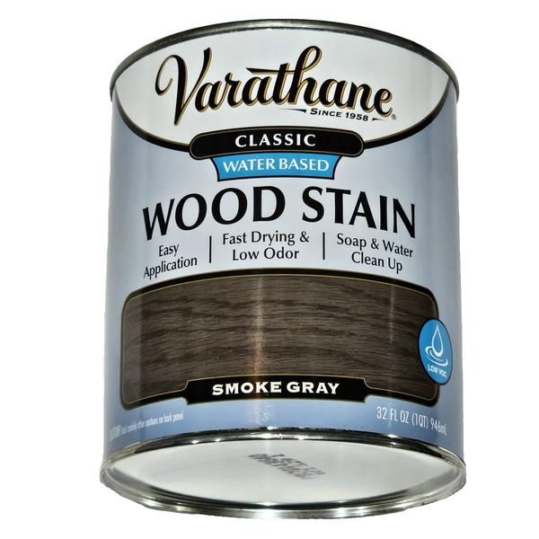 Varathane Classic Water Based Wood Stain Easy Fast Drying Smoke Grey 32oz.