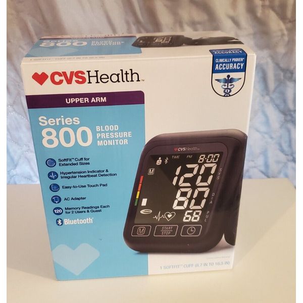 CVS HEALTH Upper Arm Series 800 Blood Pressure Monitor Bluetooth Touch Pad NEW