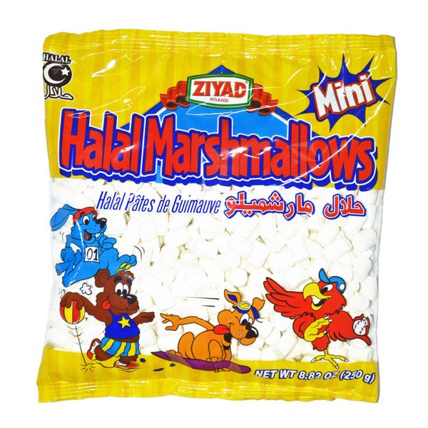 Ziyad Gourmet Halal MINI Marshmallows, Pork-Free, Egg-Free, Dairy-Free, Gluten-Free, Perfect for Holidays and S’mores! 8.80oz