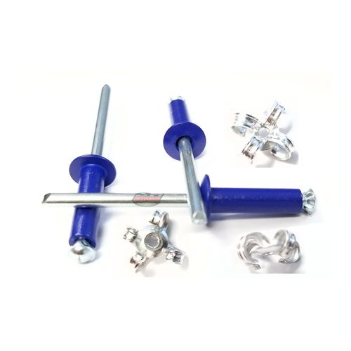 Dark Blue 3/16" Pop Rivets Aluminum Small Head Exploding Banana Peel Back Fasteners .125 - .560 Grip Range