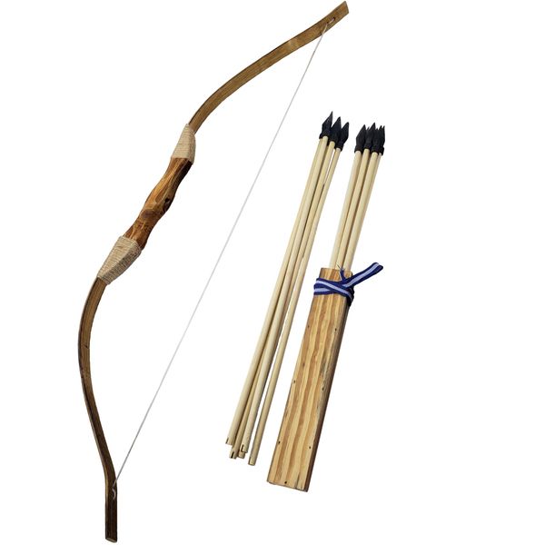 Adventure Awaits! Handmade Wooden Bow and Arrow Set | 10 Wood Arrows and Quiver | for Outdoor Play