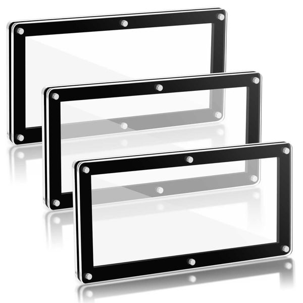 Wesiti 3 Pieces Currency Frame Display Acrylic Dollar Bill Frame Currency Frame Holder for Regular Bill Currency Storage Paper Currency Collection, 7.1 x 3.5 Inch (Black)