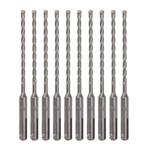 Sabre Tools 10-Pack SDS Plus 3/16" x 6" Rotary Hammer Drill Bits, Carbide Tipped for Brick, Stone and Concrete