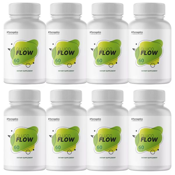 GLUCOFLOW Diabetic Glucose Support Supplement Blood Sugar -8 Bottles