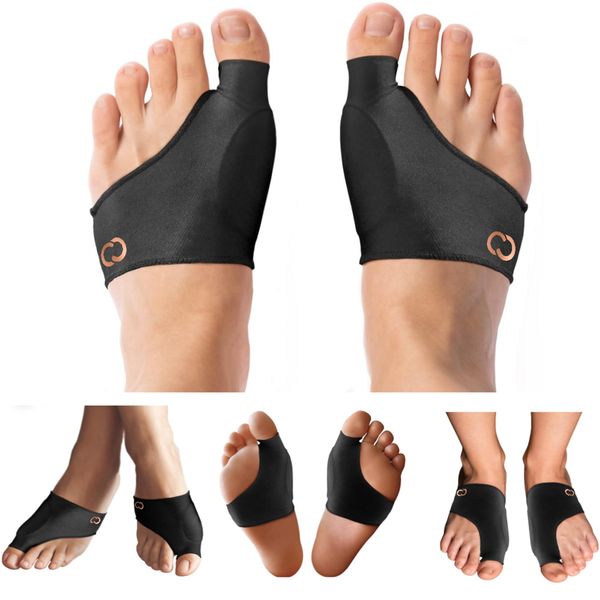 Copper Compression Bunion Corrector Relief Sleeve, Copper Infused, Orthopedic Brace Big Toe Alignment, Plantar Fasciitis, Hallux Valgus Relief - Toe Straightener & Spacer for Women & Men - 1 Pair