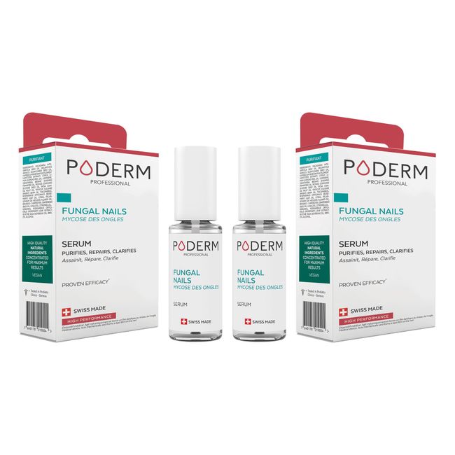 PODERM - 2-in-1 FUNGAL INFECTION NAIL TREATMENT - With exceptional plants with powerful anti-fungal restorative properties - Professional foot/hand treatment - Quick & easy - Swiss Made