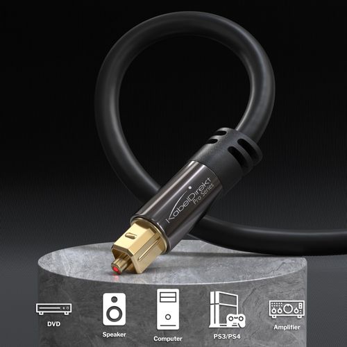 KabelDirekt – Optical Audio Cable – 6ft – Designed in Germany – Digital Optical Audio Cable for Soundbar, Fiber Optic, TOSLINK (for soundbars, TV, Stereo Systems, amps, PS4/Xbox One & More)