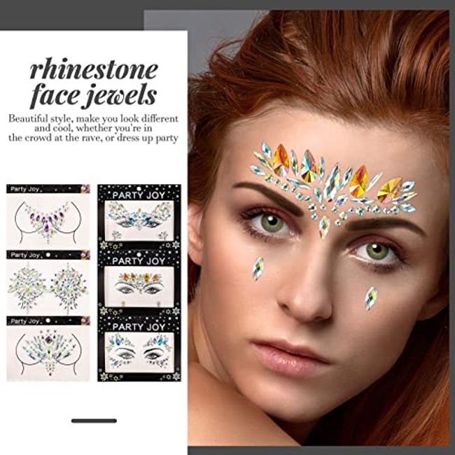 6 Sheets face jewels Face Jewels Stickers Face Stickers Jewels