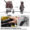 Brown Foldable Dog Stroller Pet Cage Carrier Cart w/Adjustable Canopy+Cup Holder