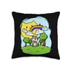 Cute Rainbow Cat World Happy Kitten Sun Trees Clouds Cat Throw Pillow
