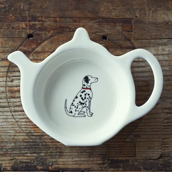 Sweet William Teabag Dish, Teapot Shape, Dalmatian