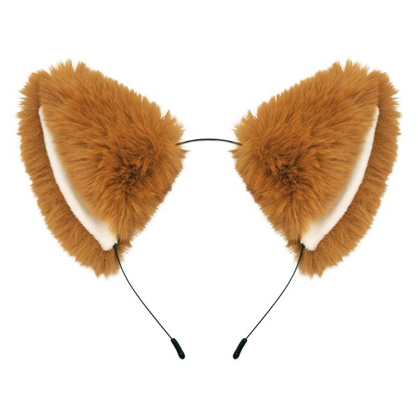 Pedenty Cat Fox Ears Headband for Women Girls, Halloween Cosplay Cat Costume Faux Fur Ears Headbands Hair Accessories for Adult Kids (Camel)…