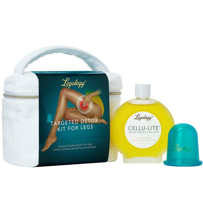 Legology Premium Anti-Cellulite Detox Kit For Legs in Vanity Gift Case - Circu-Lite Cellulite Suction Cup & Cellu-Lite Oil