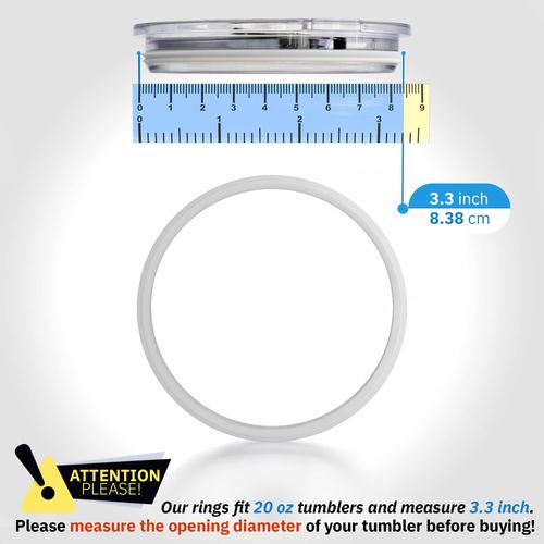 3 Pack - 20 & 10 oz Replacement Rubber Lid Rings, 3.3 Inch Diameter Gasket Seals, White Lid Gasket Rings for Insulated Stainless Steel Tumbler fits Yeti, Ozark Trail, Beast and Renowned Brands