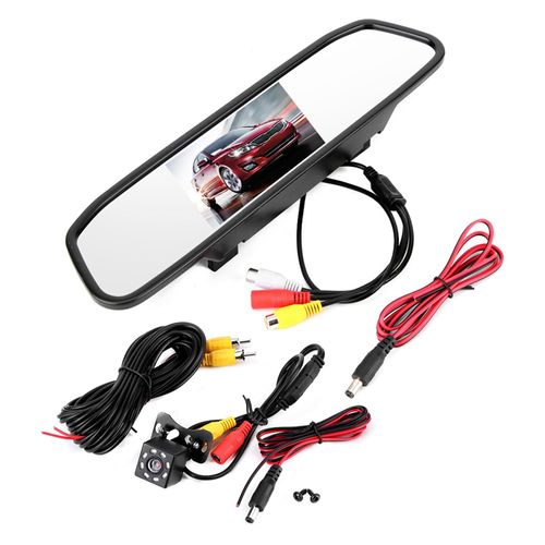 Diydeg Backup Camera and Monitor Kit, 4.3" Waterproof HD Car Vehicle Rearview Mirror Monitor with 8 LED Night Vision, Car Recorder Rearview Mirror Camera for Cars,Trucks,Minivans,SUVs