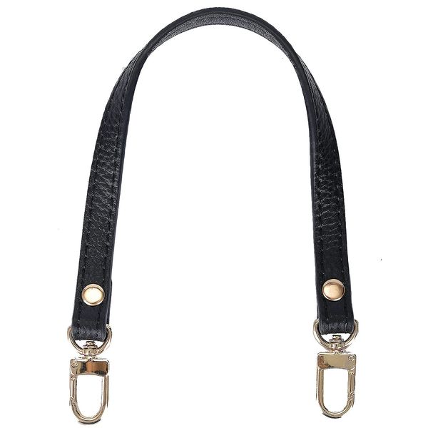 VanEnjoy Full Grain Leather Wristlet Keychain Strap with 2 Square Locks, Black, 13"