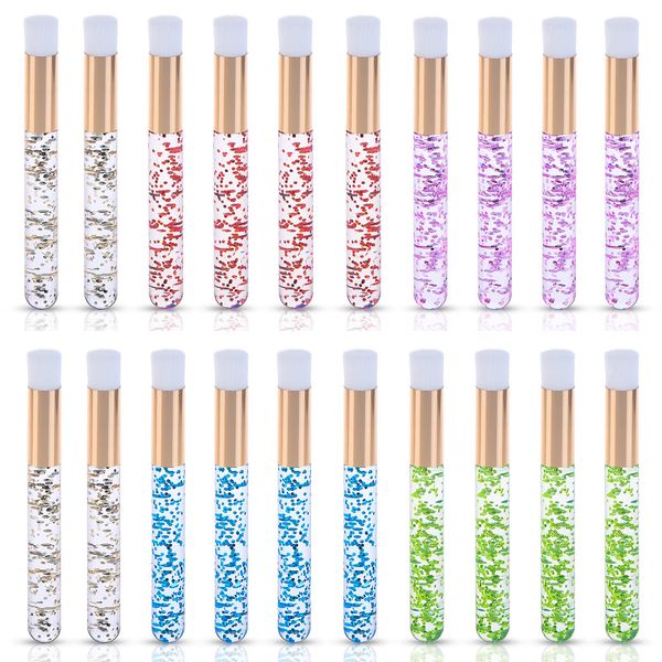 20 Pieces Crystal Lash Shampoo Brushes Glitter Eyelash Extension Cleanser Brush with Container Facial Nose Pore Deep Cleaning Brush Cosmetic Lash Cleanser Brush, 5 Colors