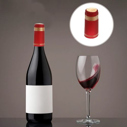 Cabilock Wine Bottle Shrink Caps, 100pcs Bottle Corks for Wine, PVC Capsule Heat Shrinker, Heat Shrink Capsules, Wine Bottles Caps for Wine Cellars and Home Use Red and Golden