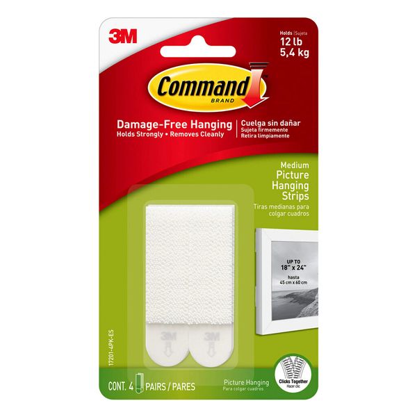 Command Picture & Frame Hanging Strips, Medium, White, 4-Strip, 6-Pack (24 Pairs Total)