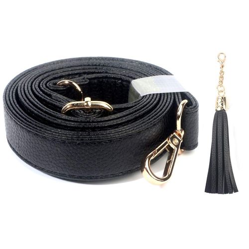 Beaulegan Crossbody Bag Strap Full Grain - Microfiber Leather - Replacement for Handbag/Purse, Adjustable 150 cm Long Black (2.5 cm/Gold)